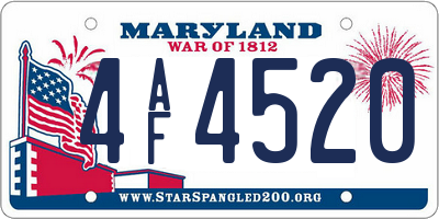 MD license plate 4AF4520