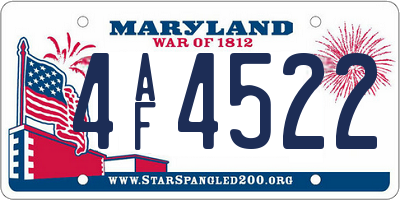 MD license plate 4AF4522