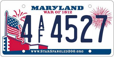 MD license plate 4AF4527