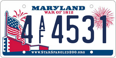 MD license plate 4AF4531