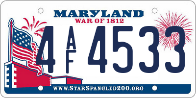 MD license plate 4AF4533