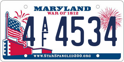 MD license plate 4AF4534