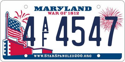 MD license plate 4AF4547