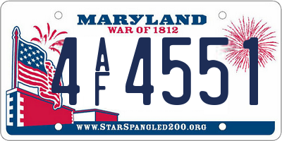 MD license plate 4AF4551