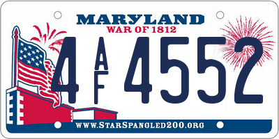 MD license plate 4AF4552