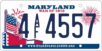 MD license plate 4AF4557