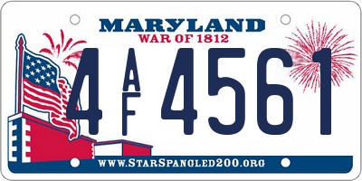 MD license plate 4AF4561
