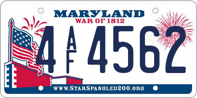 MD license plate 4AF4562