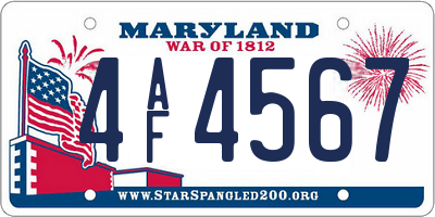 MD license plate 4AF4567