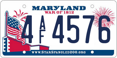 MD license plate 4AF4576