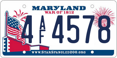MD license plate 4AF4578