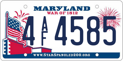MD license plate 4AF4585