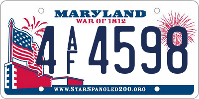 MD license plate 4AF4598