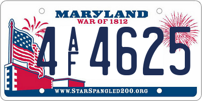 MD license plate 4AF4625