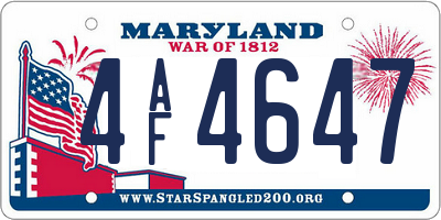 MD license plate 4AF4647