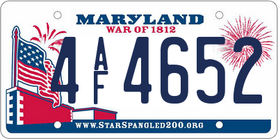 MD license plate 4AF4652