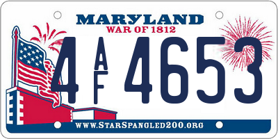 MD license plate 4AF4653
