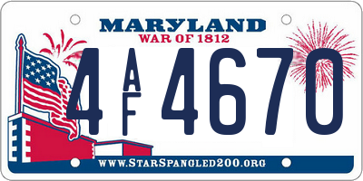 MD license plate 4AF4670