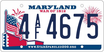 MD license plate 4AF4675