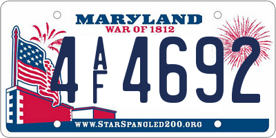 MD license plate 4AF4692