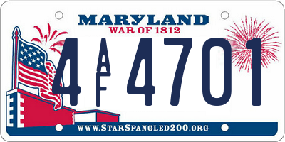 MD license plate 4AF4701