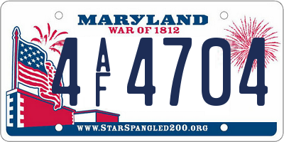 MD license plate 4AF4704