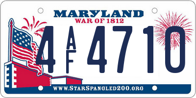 MD license plate 4AF4710
