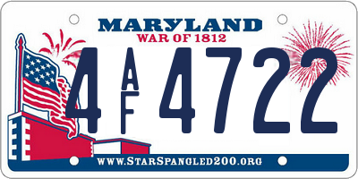 MD license plate 4AF4722