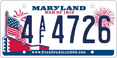 MD license plate 4AF4726