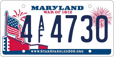 MD license plate 4AF4730