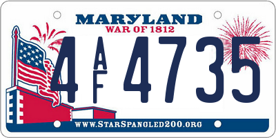 MD license plate 4AF4735