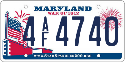 MD license plate 4AF4740