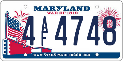 MD license plate 4AF4748