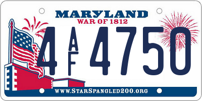MD license plate 4AF4750