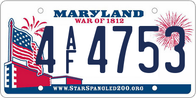 MD license plate 4AF4753