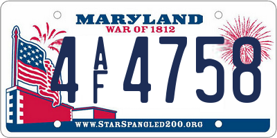 MD license plate 4AF4758