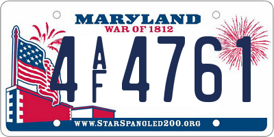 MD license plate 4AF4761