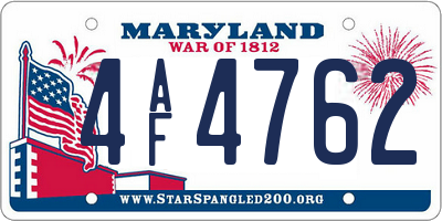 MD license plate 4AF4762