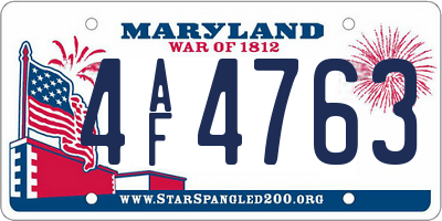 MD license plate 4AF4763