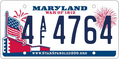 MD license plate 4AF4764