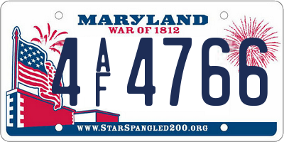 MD license plate 4AF4766