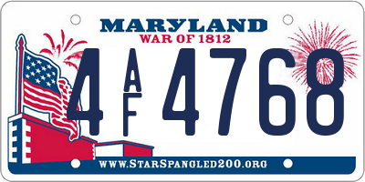 MD license plate 4AF4768
