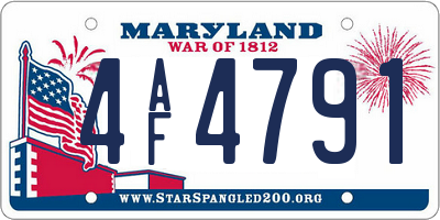 MD license plate 4AF4791