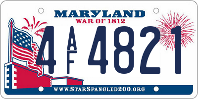 MD license plate 4AF4821
