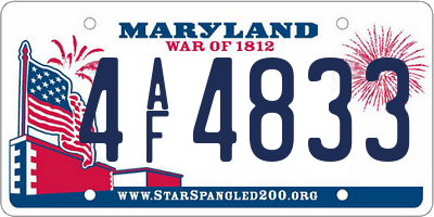 MD license plate 4AF4833