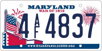 MD license plate 4AF4837