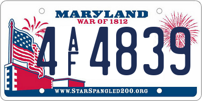 MD license plate 4AF4839
