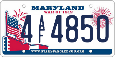 MD license plate 4AF4850