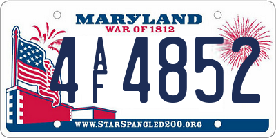 MD license plate 4AF4852