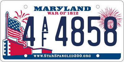 MD license plate 4AF4858